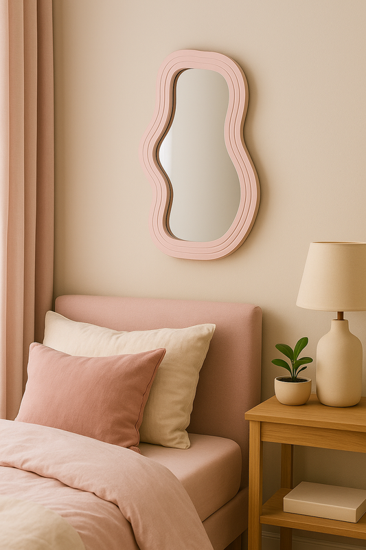 Espejos Decorativos Asimétricos Rosado/Dorado