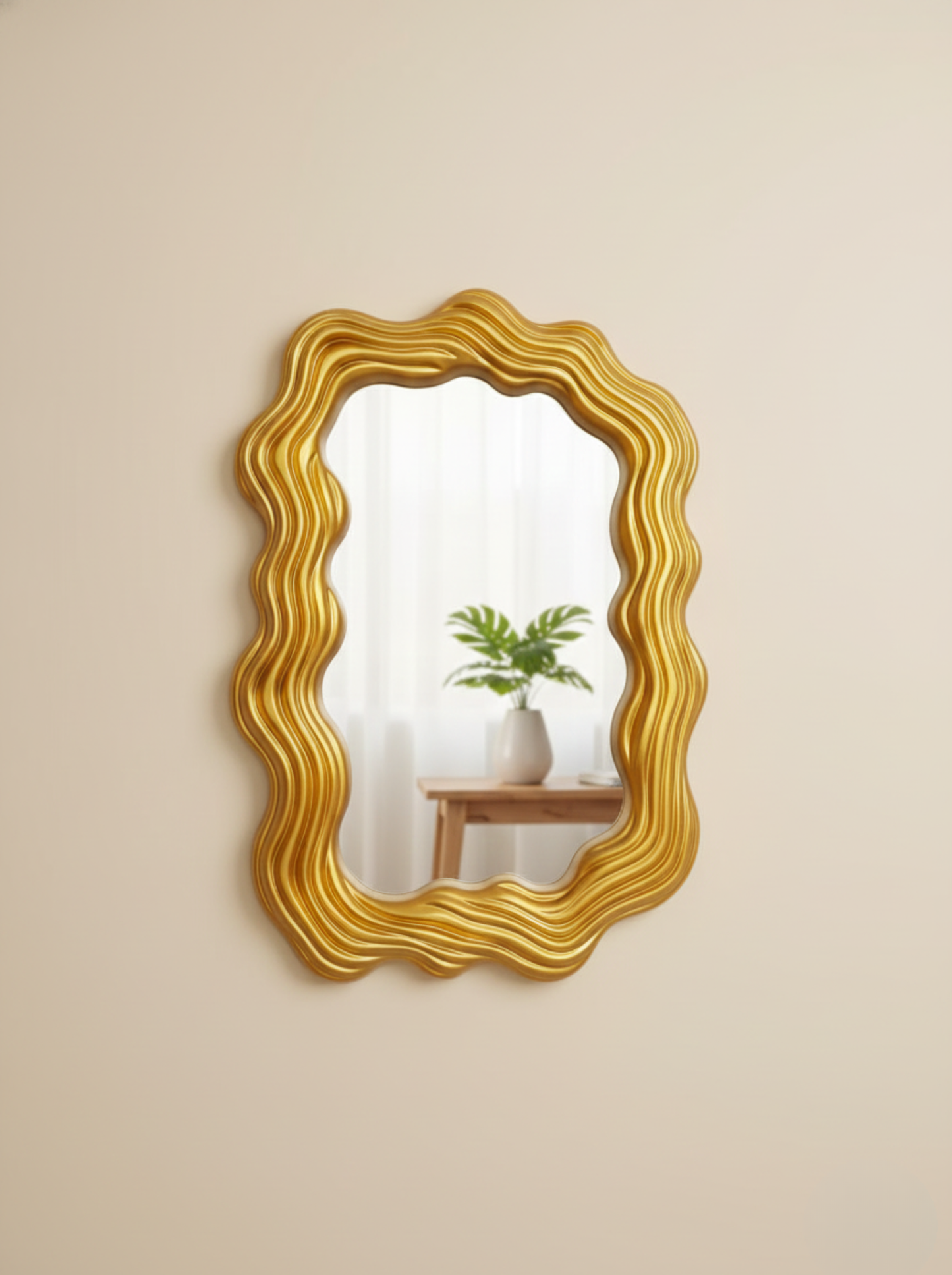 Espejo Decorativo Asimétrico Dorado