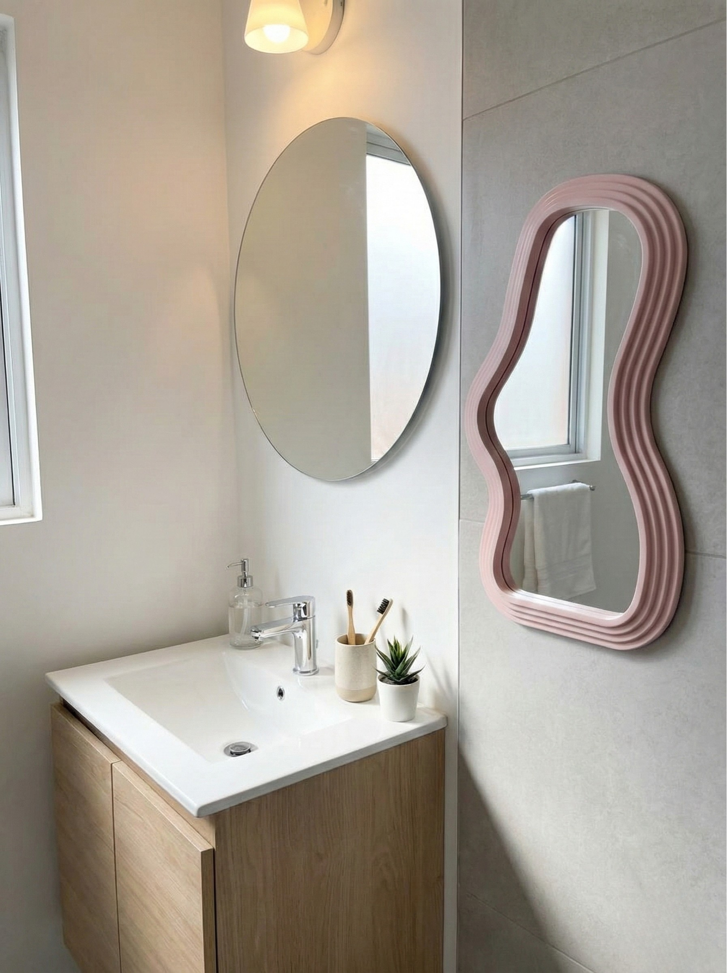 Espejo Decorativo Asimétrico Rosado