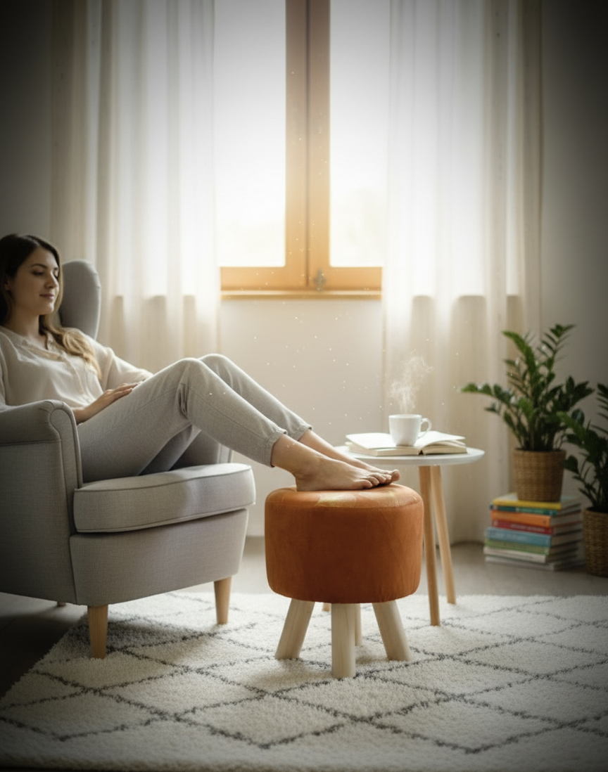 Puff Acolchado Asiento/Apoya pies Variedad de colores