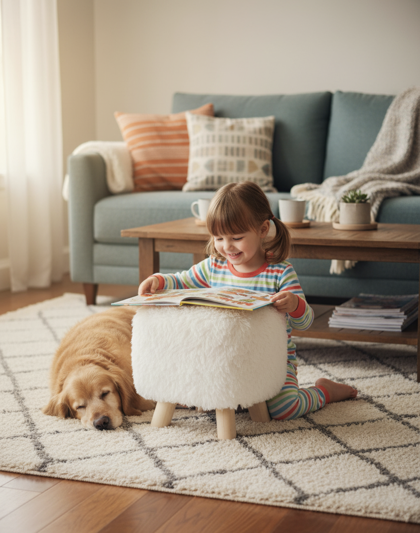 Puff Acolchado Asiento/Apoya pies Variedad de colores