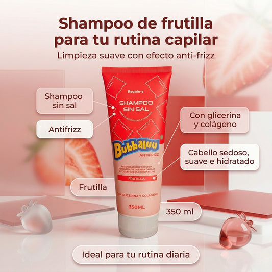 Cuidado Capilar Bubbaluu Frutilla🍓: Glicerina + Colágeno para un Cabello Suave y Brillante