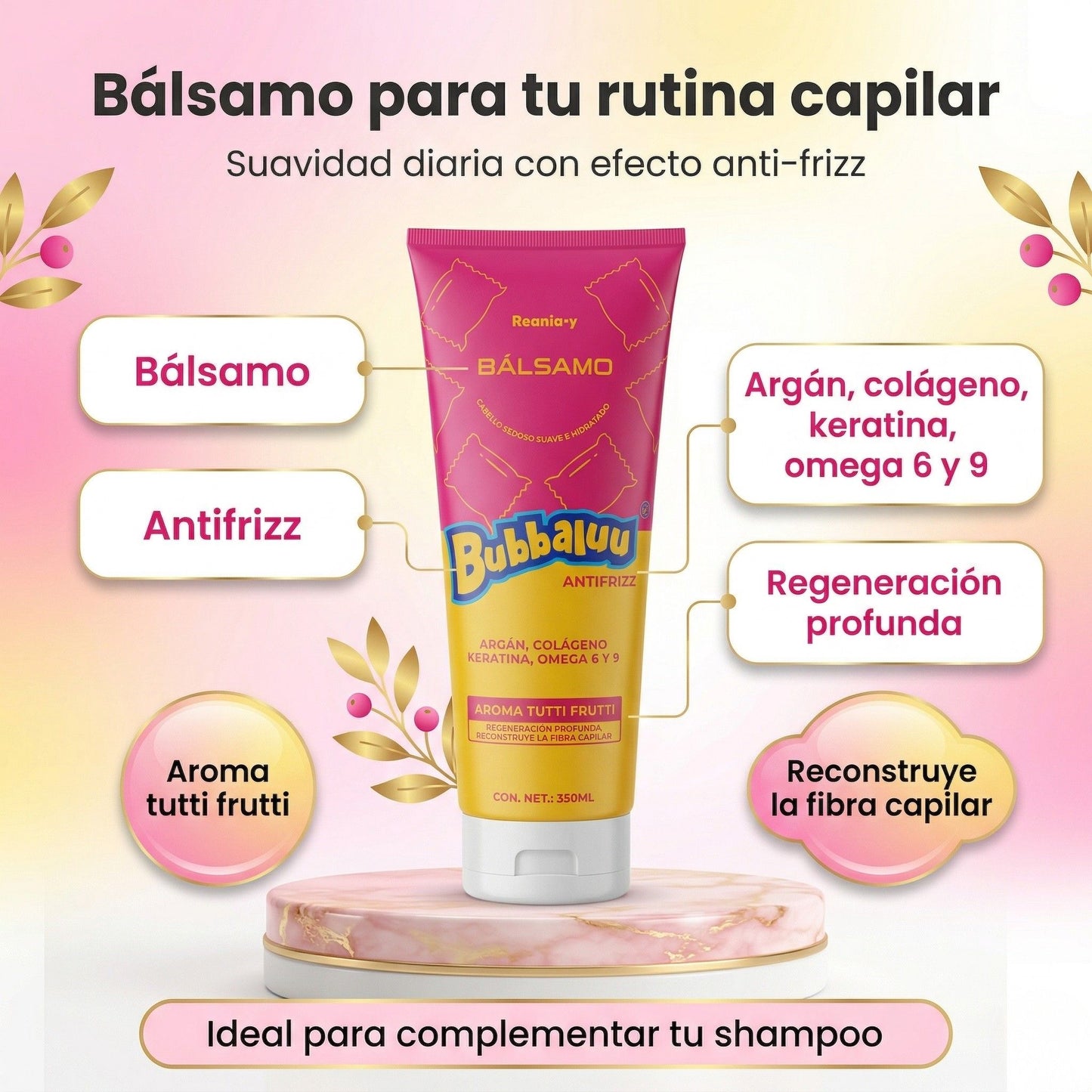 Cuidado Capilar Bubbaluu Tutti Frutti 🍬: Argán + Keratina para una Regeneración Profunda