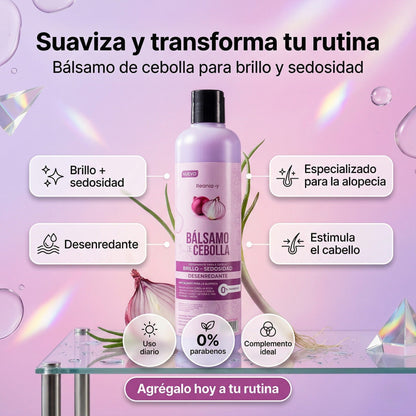 Tratamiento Estimulante Capilar de Cebolla: Shampoo + Bálsamo + Termoprotector 💜✨