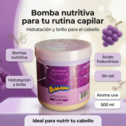 Cuidado Capilar Bubbaluu Uva🍇: Biotina + Ácido Hialurónico para Reconstrucción y Brillo Extremo