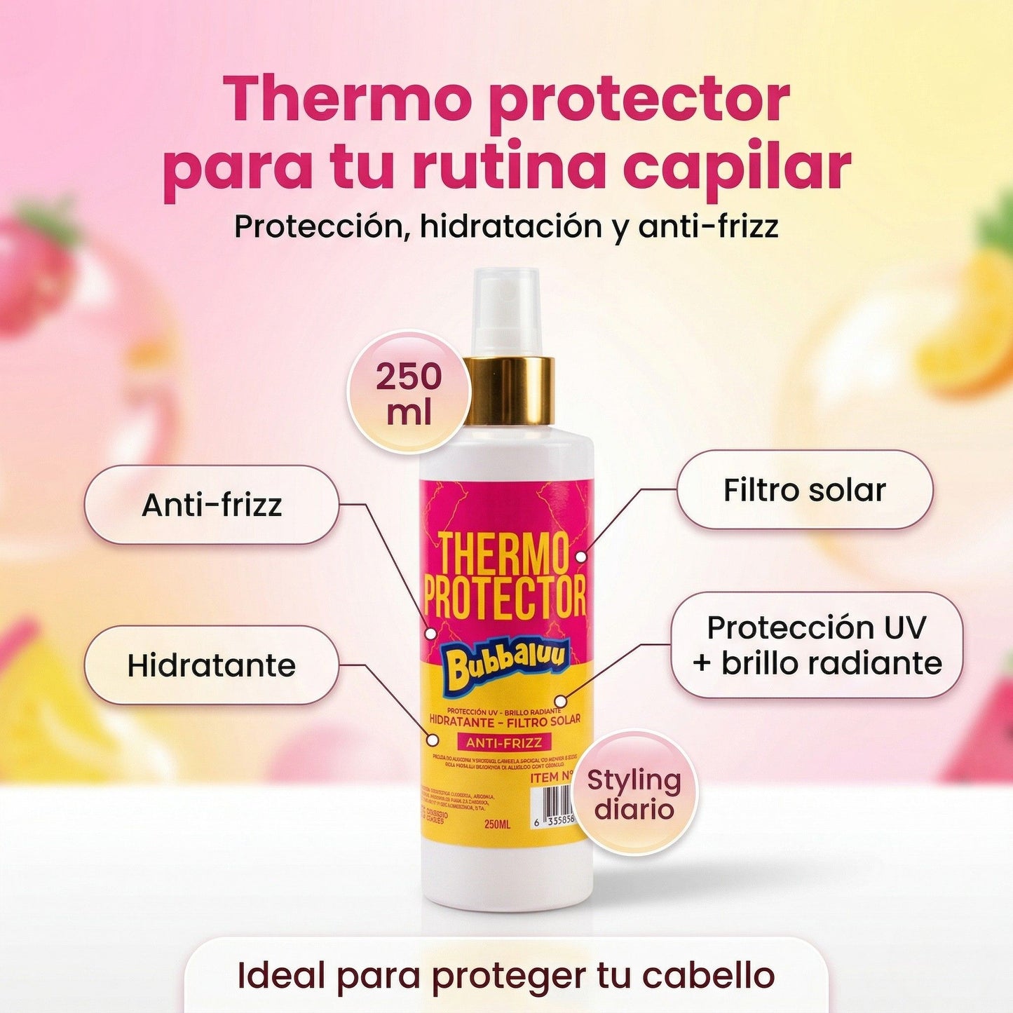 Cuidado Capilar Bubbaluu Tutti Frutti 🍬: Argán + Keratina para una Regeneración Profunda